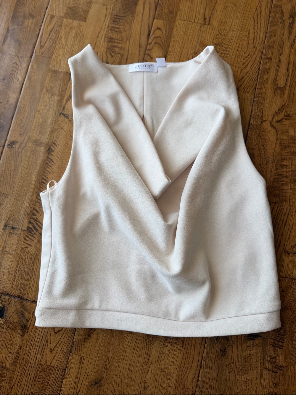 Sleeveless V-Neck Draped Blouse in Ivory by